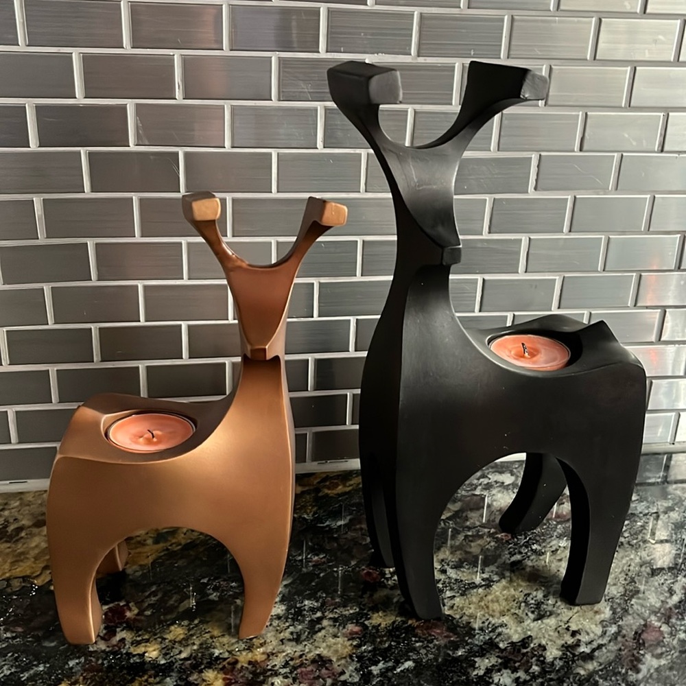Partylite Endearing Reindeer Tealight Holder Pair